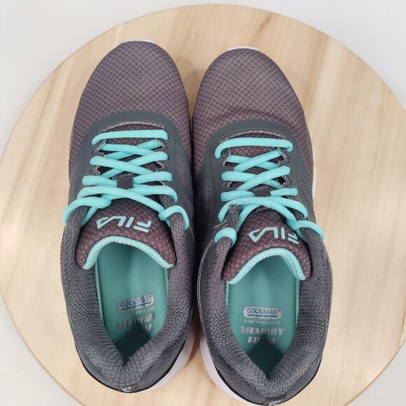Fila Gray & Teal Comfort Running Athletic Sneakers Shoes Women US 8.5 - Picture 9 of 14